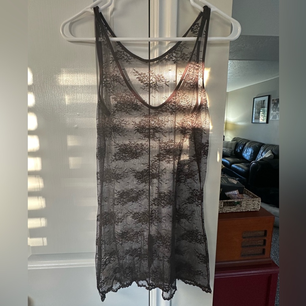 Brown lace tank